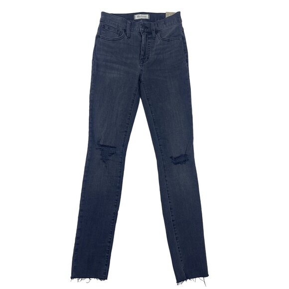 Madewell Womens  Mid-Rise Skinny Jeans Distressed Denim Frayed Hem  Sz 24- New - Picture 1 of 10
